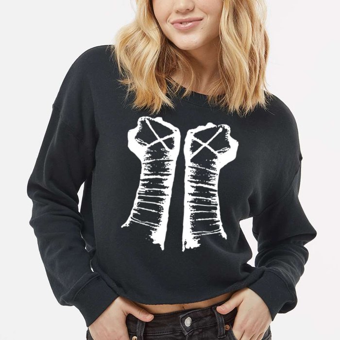 Chalk Line Cm Punk Fists Straight Edge Cropped Pullover Crew