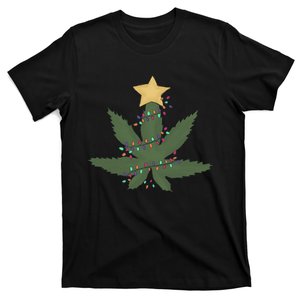 Cannabis Leaf Christmas Tree Funny Weed Xmas Gift T-Shirt