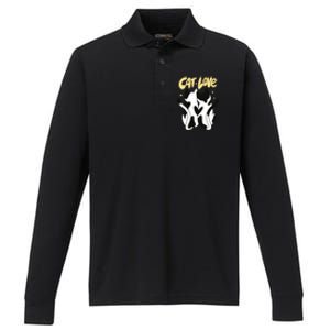 Cat Love Cute Gift Performance Long Sleeve Polo