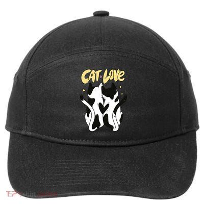 Cat Love Cute Gift 7-Panel Snapback Hat