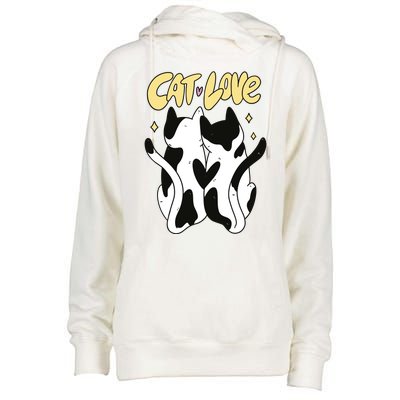 Cat Love Cute Gift Womens Funnel Neck Pullover Hood