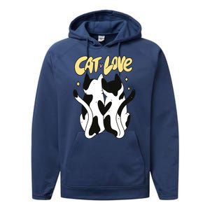 Cat Love Cute Gift Performance Fleece Hoodie