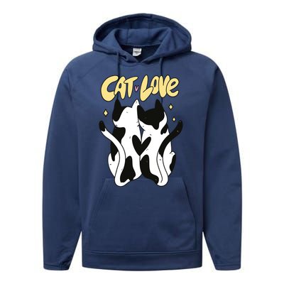 Cat Love Cute Gift Performance Fleece Hoodie