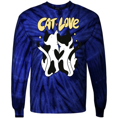 Cat Love Cute Gift Tie-Dye Long Sleeve Shirt