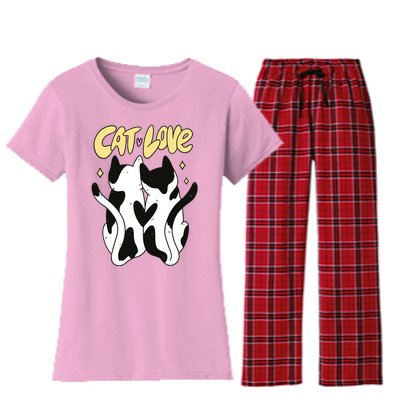 Cat Love Cute Gift Women's Flannel Pajama Set