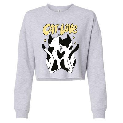 Cat Love Cute Gift Cropped Pullover Crew