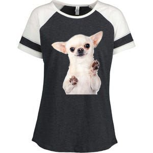 Cute Little Chihuahua Puppy Dog Face For Pet Owners Enza Ladies Jersey Colorblock Tee