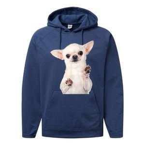 Cute Little Chihuahua Puppy Dog Face For Pet Owners Performance Fleece Hoodie