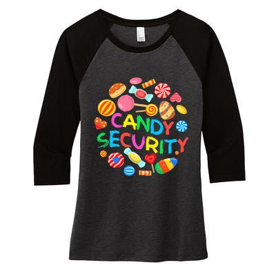 Candy Land Costumes Candy Security Candy Crew Women's Tri-Blend 3/4-Sleeve Raglan Shirt