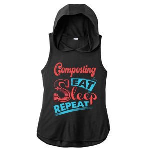 Composting Lovers Composting Eat Sleep Repeat Gift Ladies PosiCharge Tri-Blend Wicking Draft Hoodie Tank