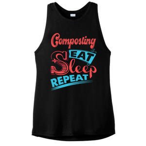 Composting Lovers Composting Eat Sleep Repeat Gift Ladies PosiCharge Tri-Blend Wicking Tank