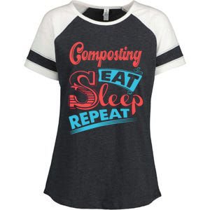 Composting Lovers Composting Eat Sleep Repeat Gift Enza Ladies Jersey Colorblock Tee