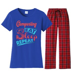 Composting Lovers Composting Eat Sleep Repeat Gift Women's Flannel Pajama Set