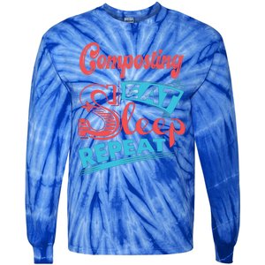 Composting Lovers Composting Eat Sleep Repeat Gift Tie-Dye Long Sleeve Shirt