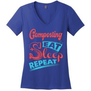 Composting Lovers Composting Eat Sleep Repeat Gift Women's V-Neck T-Shirt