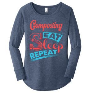 Composting Lovers Composting Eat Sleep Repeat Gift Women's Perfect Tri Tunic Long Sleeve Shirt