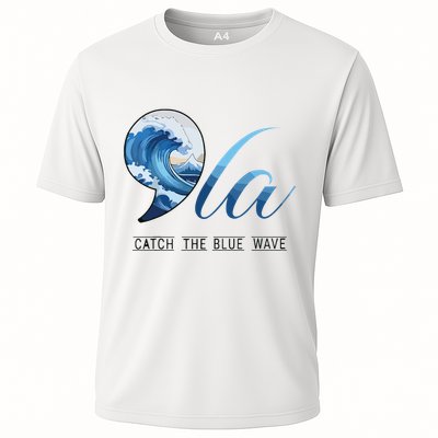 Comma La Catch The Blue Wave Vote Kamala President 24 Harris Cooling Performance Crew T-Shirt