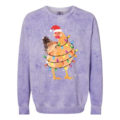 Christmas Lights Chicken Shirts Santa Funny Xmas Tree Chicken Colorblast Crewneck Sweatshirt