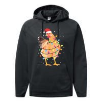 Christmas Lights Chicken Shirts Santa Funny Xmas Tree Chicken Performance Fleece Hoodie