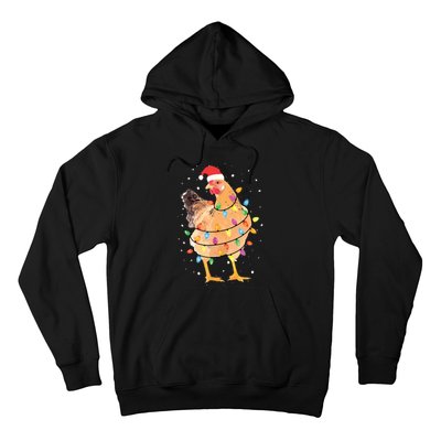 Christmas Lights Chicken Shirts Santa Funny Xmas Tree Chicken Hoodie