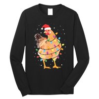 Christmas Lights Chicken Shirts Santa Funny Xmas Tree Chicken Long Sleeve Shirt