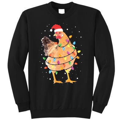 Christmas Lights Chicken Shirts Santa Funny Xmas Tree Chicken Sweatshirt