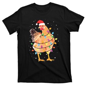 Christmas Lights Chicken Shirts Santa Funny Xmas Tree Chicken T-Shirt