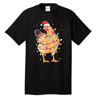 Christmas Lights Chicken Shirts Santa Funny Xmas Tree Chicken Tall T-Shirt