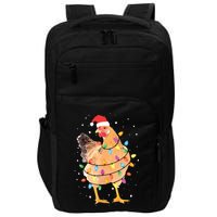 Christmas Lights Chicken Shirts Santa Funny Xmas Tree Chicken Impact Tech Backpack