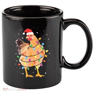 Christmas Lights Chicken Shirts Santa Funny Xmas Tree Chicken 11oz C Handle Ceramic Mug