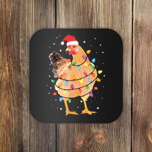 Christmas Lights Chicken Shirts Santa Funny Xmas Tree Chicken Coaster