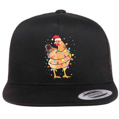 Christmas Lights Chicken Shirts Santa Funny Xmas Tree Chicken Flatbill Hat