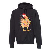 Christmas Lights Chicken Shirts Santa Funny Xmas Tree Chicken Premium Hoodie