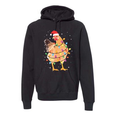 Christmas Lights Chicken Shirts Santa Funny Xmas Tree Chicken Premium Hoodie