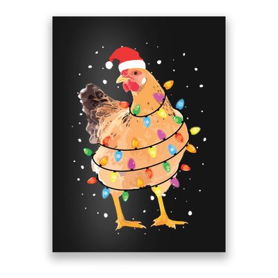 Christmas Lights Chicken Shirts Santa Funny Xmas Tree Chicken Poster