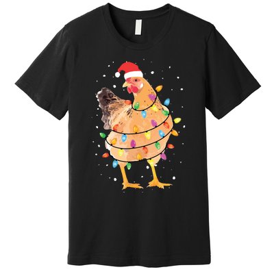 Christmas Lights Chicken Shirts Santa Funny Xmas Tree Chicken Premium T-Shirt