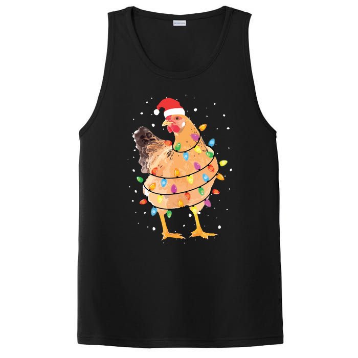 Christmas Lights Chicken Shirts Santa Funny Xmas Tree Chicken PosiCharge Competitor Tank