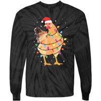 Christmas Lights Chicken Shirts Santa Funny Xmas Tree Chicken Tie-Dye Long Sleeve Shirt