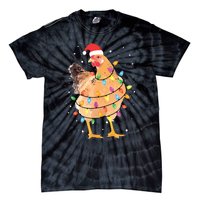 Christmas Lights Chicken Shirts Santa Funny Xmas Tree Chicken Tie-Dye T-Shirt