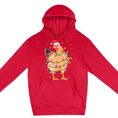 Christmas Lights Chicken Shirts Santa Funny Xmas Tree Chicken Premium Pullover Hoodie