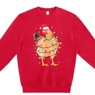 Christmas Lights Chicken Shirts Santa Funny Xmas Tree Chicken Premium Crewneck Sweatshirt