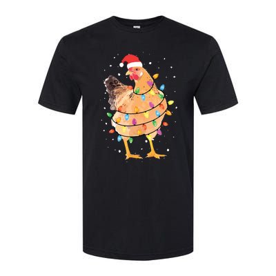 Christmas Lights Chicken Shirts Santa Funny Xmas Tree Chicken Softstyle CVC T-Shirt