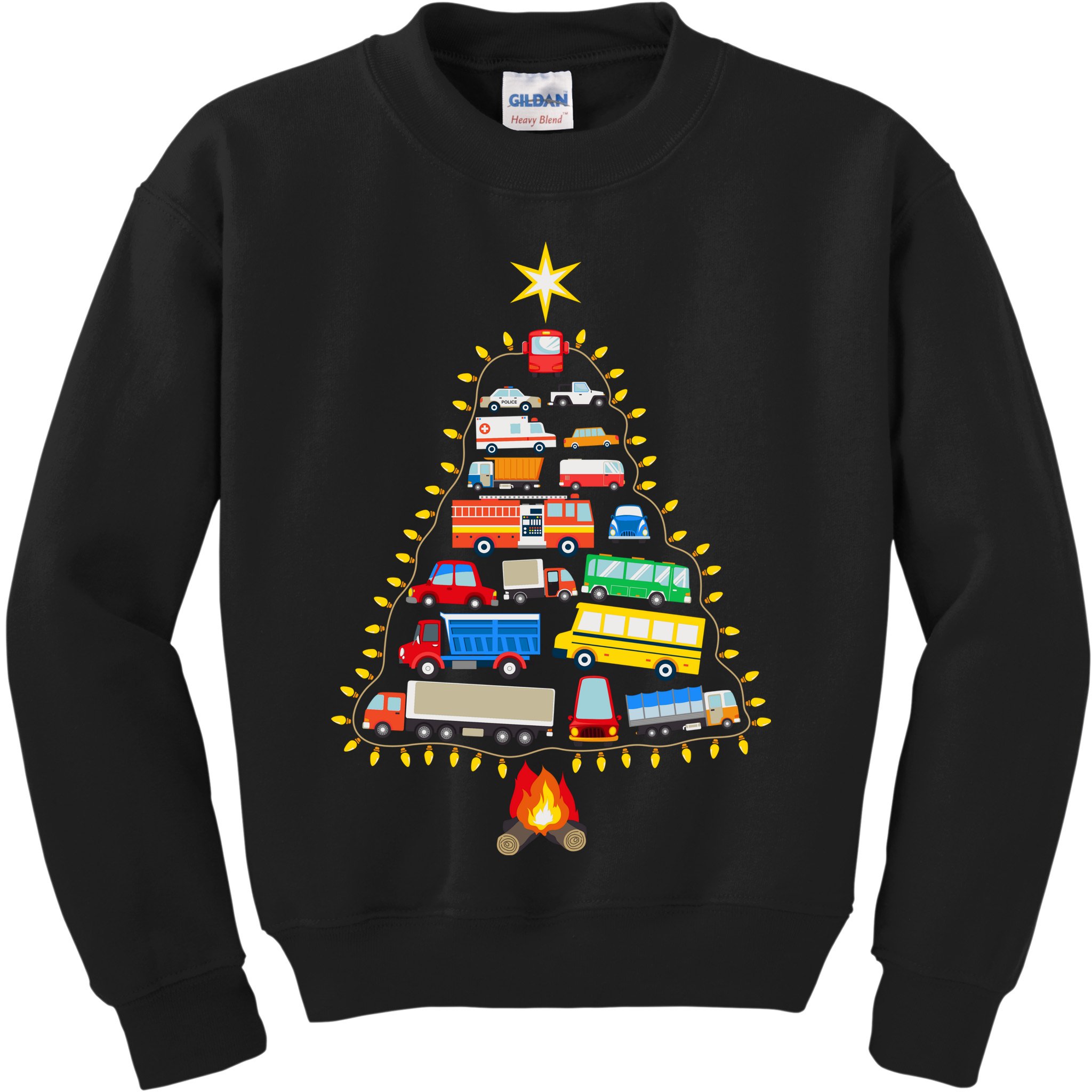 Car Lover Christmas Tree Cute Gift Kids Sweatshirt