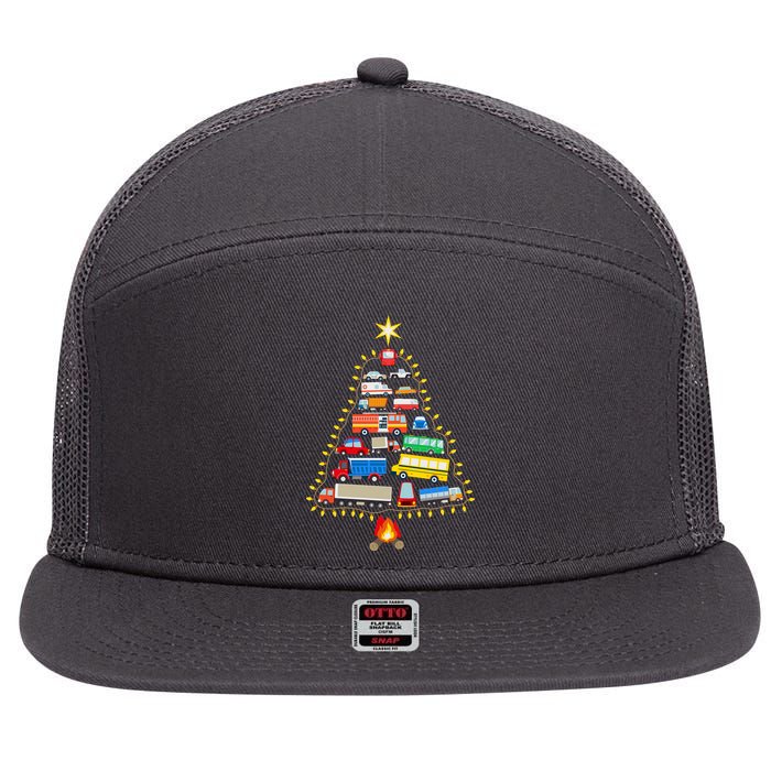 Car Lover Christmas Tree Cute Gift 7 Panel Mesh Trucker Snapback Hat