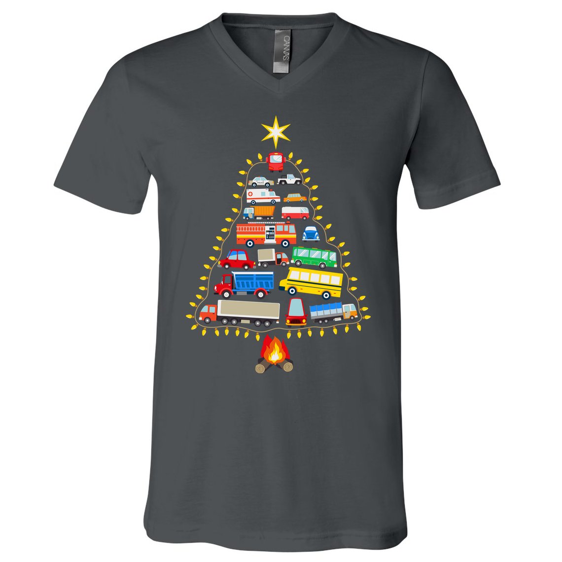 Car Lover Christmas Tree Cute Gift V-Neck T-Shirt
