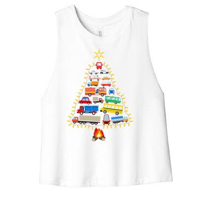 Car Lover Christmas Tree Cute Gift Women's Racerback Cropped Tank