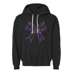 Christmas Light Coquette Bow Christmas Season Garment-Dyed Fleece Hoodie