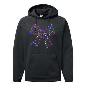 Christmas Light Coquette Bow Christmas Season Performance Fleece Hoodie