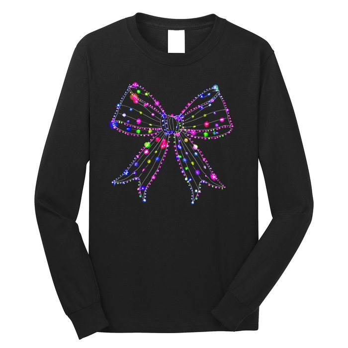 Christmas Light Coquette Bow Christmas Season Long Sleeve Shirt