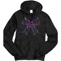 Christmas Light Coquette Bow Christmas Season Tie Dye Hoodie